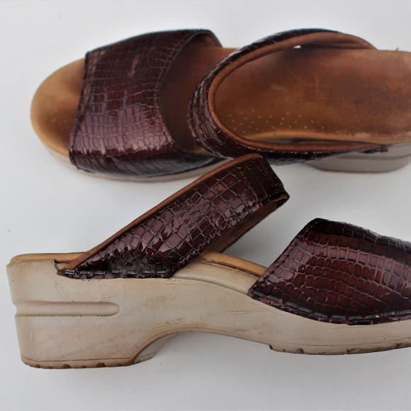 Sanita Shoes - Sanita Patent Croc Platform heel sandal 38 7.5